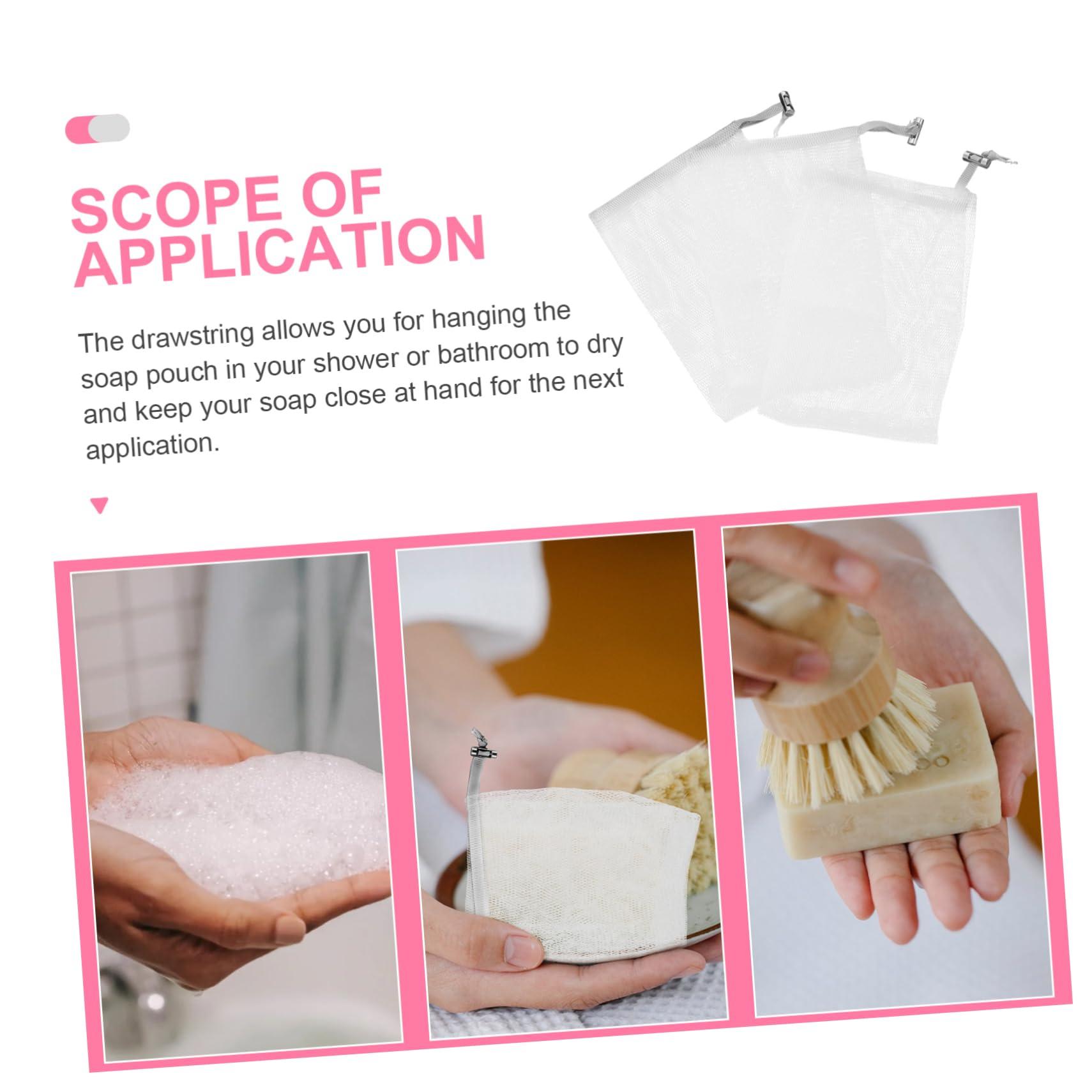 Angoily Angoily 8pcs Soap Mesh Bag Soap Dishes for Bar Mesh Foaming Net Dish Soap Holder Cleansing Dispenser Soap Holder Bag Filter Based Cup Clear Simple Face Scrubbers Fabric Dark Grey