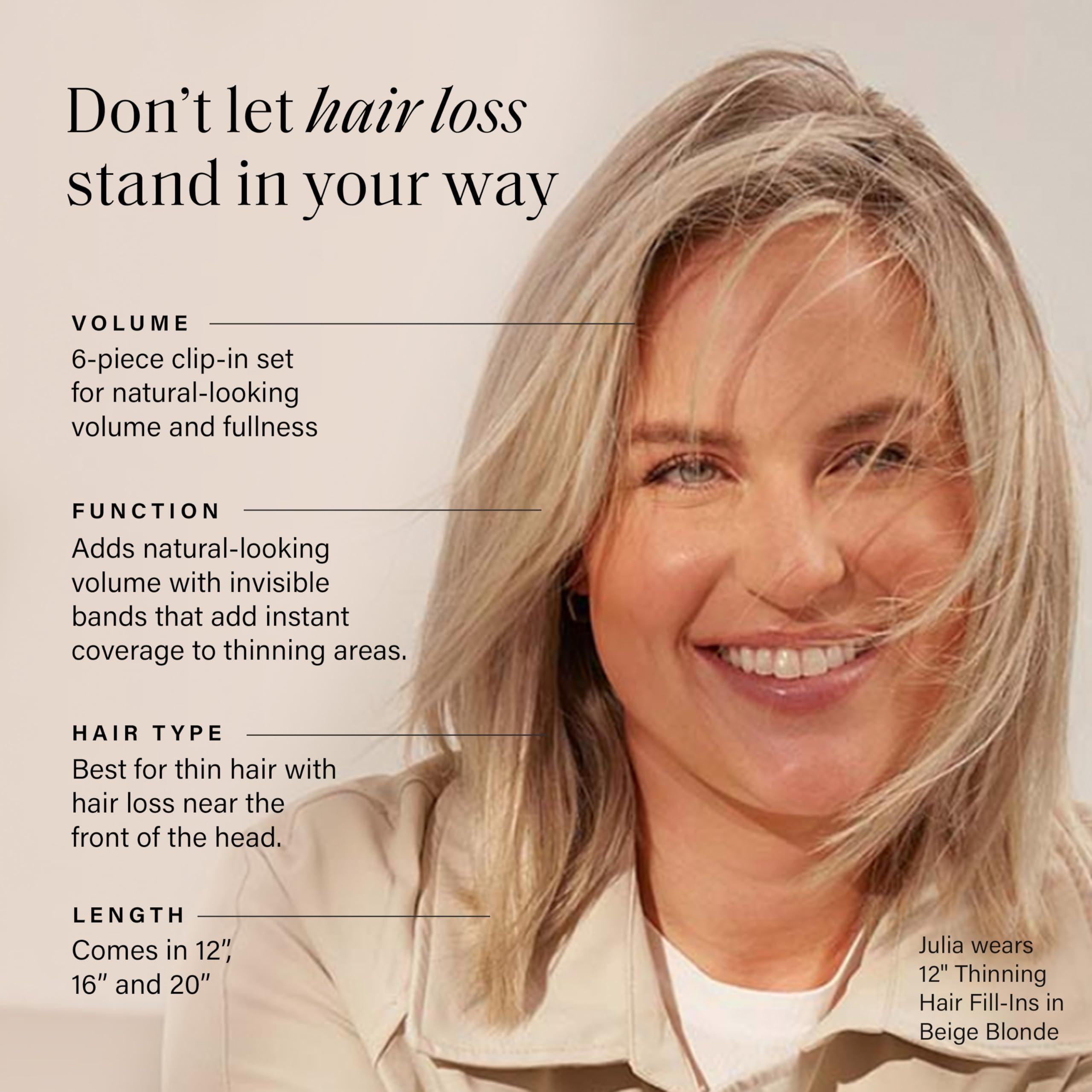 Luxy Luxy Hair 16\" Light Gray Thinning Hair Fill-Ins Clip-In Hair Extensions (80 grams) 100% Remy Human Hair, Coverage for Thinning Hair, 6-Piece Set, Blends Easily