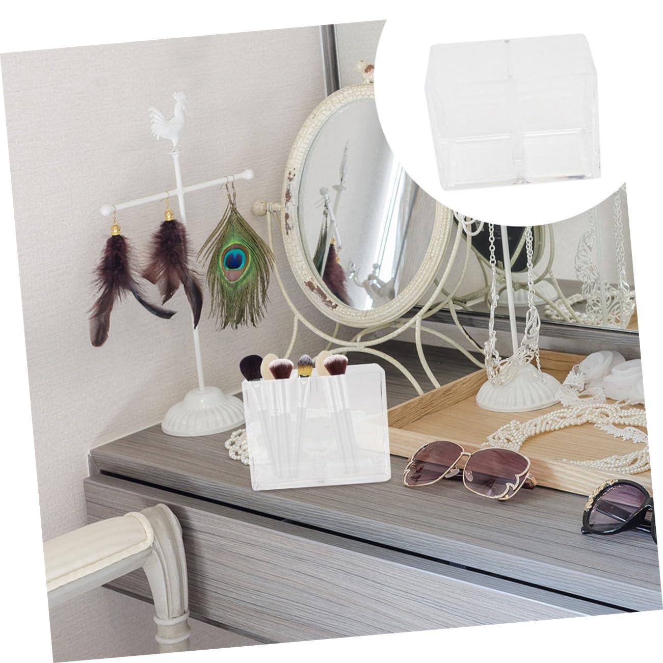 Angoily Angoily Elegant Acrylic Brush Holders Pen Organizers 2pcs Makeup Brush Storage Buckets for Women