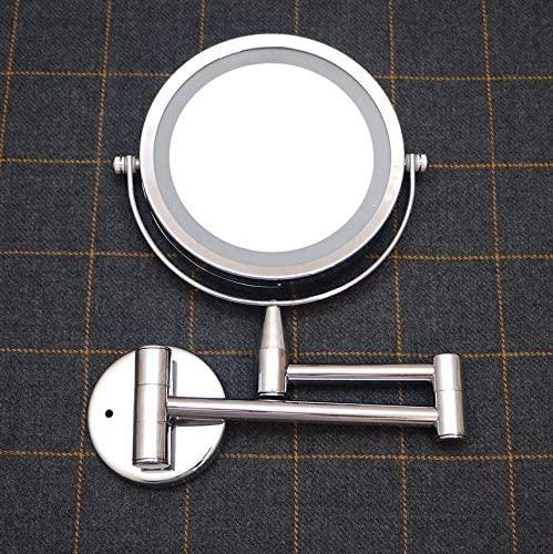 ETPQIRHDS ETPQIRHDS Makeup Mirror 6 Inch Makeup Mirror LED 1X/ 5X Magnification Wall Mounted Adjustable Makeup Mirror Dual Arm Extension 2- Face Cosmetic Mirror
