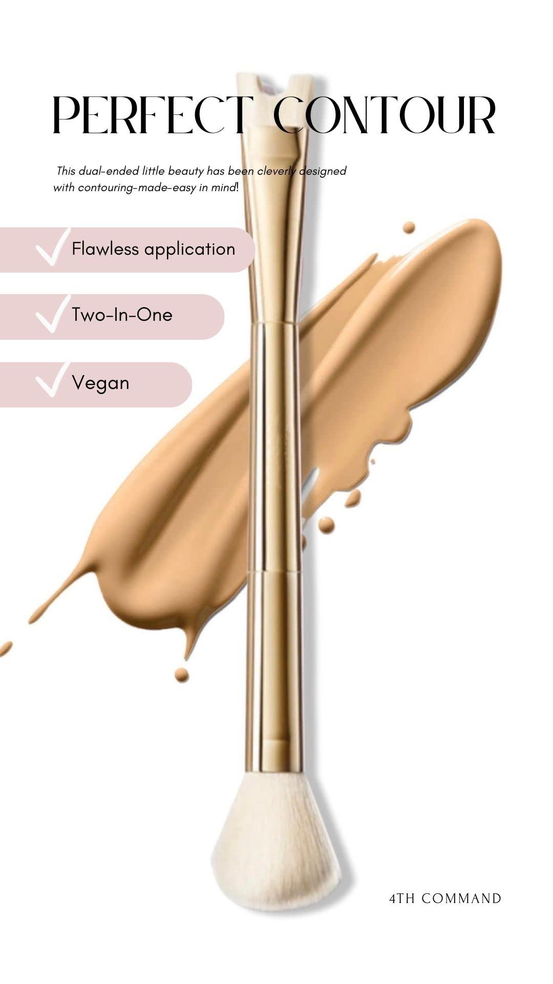 4th Command 4TH COMMAND Nose Contour U-Shaped Makeup Brush for Sculpting and Defining the Nose 2-in-1 Precision Duo Contour Brush Perfect For Contouring the Nose Viral Soft Innovative Dual-End Gold Brush