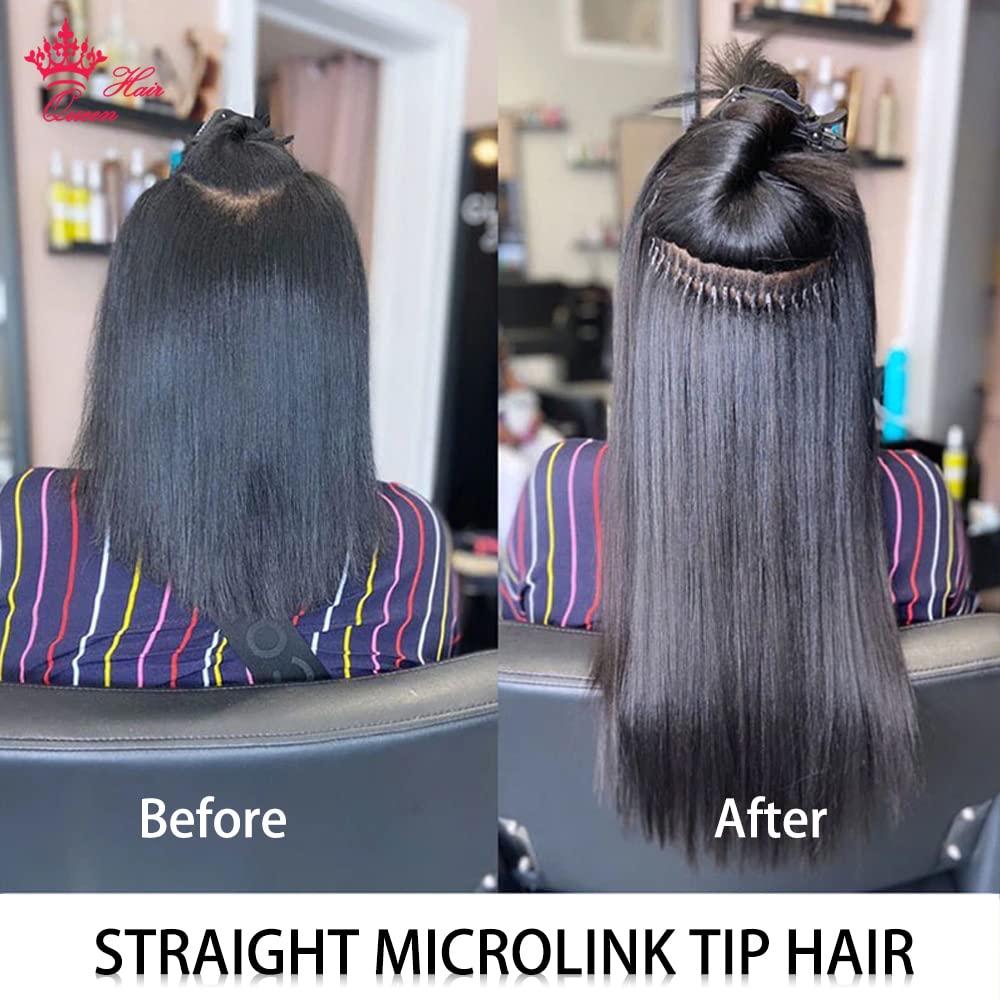 Queen Hair Queen Hair Products 8D Silicone Nano Ring 100% Human Hair Micro Links Micro beads Hair extension Invisible Mini Silicon Beads Easy to Install (26inches, 8D Silicone Nano Ring)