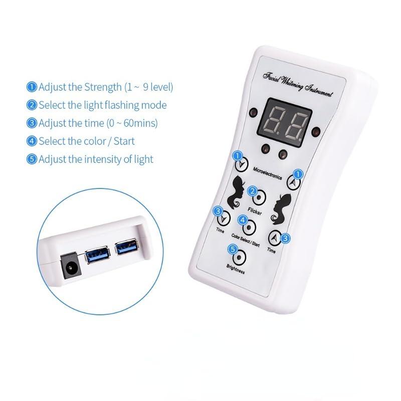 Amblery Amblery Led Face Mask Light Therapy, 7 Colors LED Light Therapy Mask for Facial Skin Care, Neck Massager with Heat, Shiatsu Back Shoulder and Neck Massager(White),