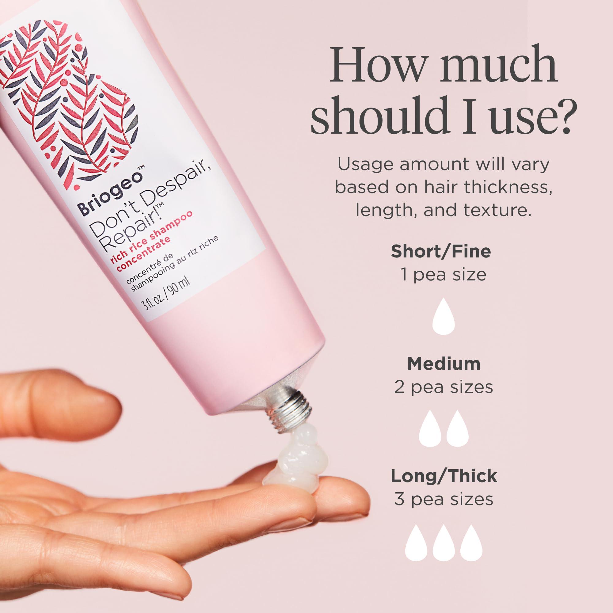 Briogeo Briogeo Don't Despair, Repair! Rich Rice Shampoo Concentrate, Protein Shampoo for Severely Damaged Hair, Water-Activated Concentrate Shampoo, Vegan, Cruelty-Free, 3 fl oz