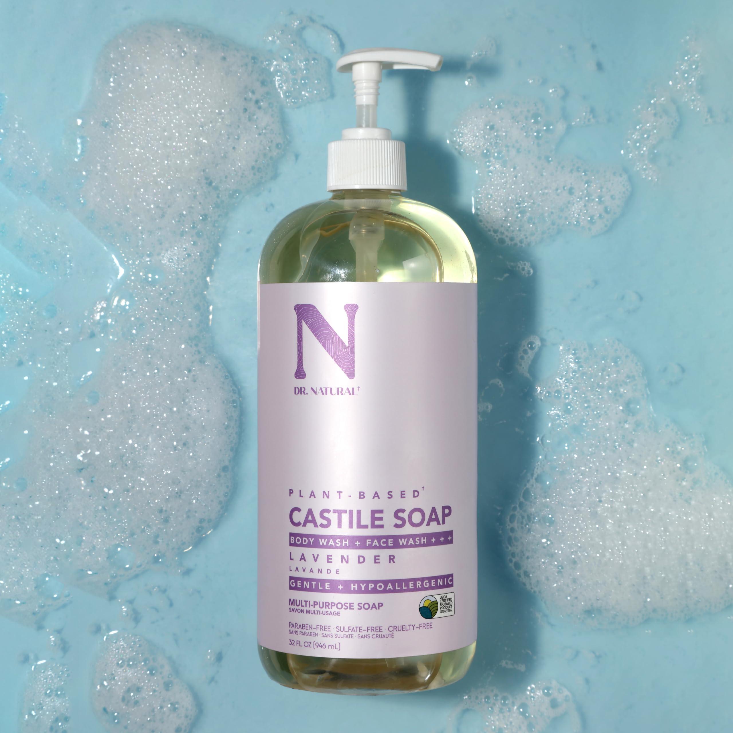 Dr. Natural Dr. Natural Castile Liquid Soap, Lavender, 32 oz - Plant-Based - Made with Organic Shea Butter - Rich in Coconut and Olive Oils - Sulfate and Paraben-Free, Cruelty-Free - Multi-Purpose Soap