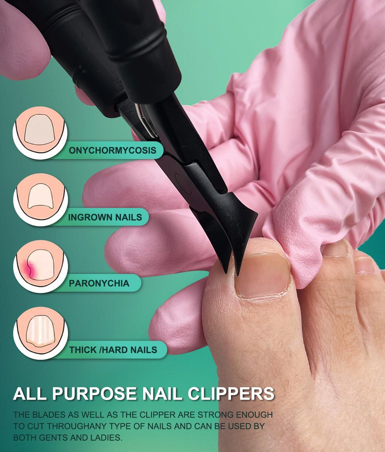 YDDMAX Thick Toenail Clippers Thick Nails Wide Jaw Podiatrist Ingrown Toenail Tool Kit for Men & Seniors, Professional Sharp Heavy Duty Nail Cutter Set Bamboo Shape Handle Toenails Trimmer Toe Nail Clippers