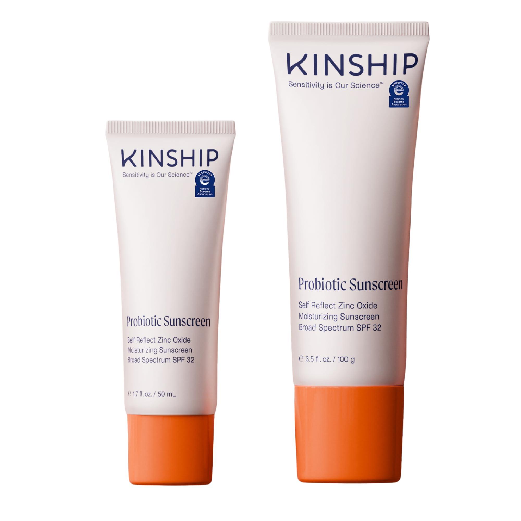 Kinship Kinship Self Reflect Probiotic Moisturizing Sunscreen SPF 32 1.75oz + 3.5oz Bundle - For Face & Body - Lightweight 100% Mineral SPF for Sensitive Skin - Sheer Zinc Oxide Sunblock - Clean & Reef Safe