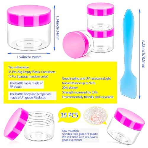MotBach MotBach 35Pack 20g Small Plastic Cosmetic Containers with Lids, 0.7oz Plastic Makeup Containers Jars with Spatulas, 20ml Sample Jars Travel Size Containers for Toiletries Lip Balm Lotion Slime Cream