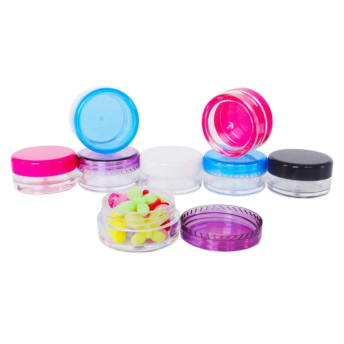 Wopanxye Wopanxye 20pack 5g Empty Sample Jars, 5ml Small Cosmetic Container for Makeup Eyeshadow Nails Oils Lip Balm Scrubs Jewelry Cream, 5 Gram Plastic Clear Pot with Cap Lid (Black/White/Pink/Rose Red)