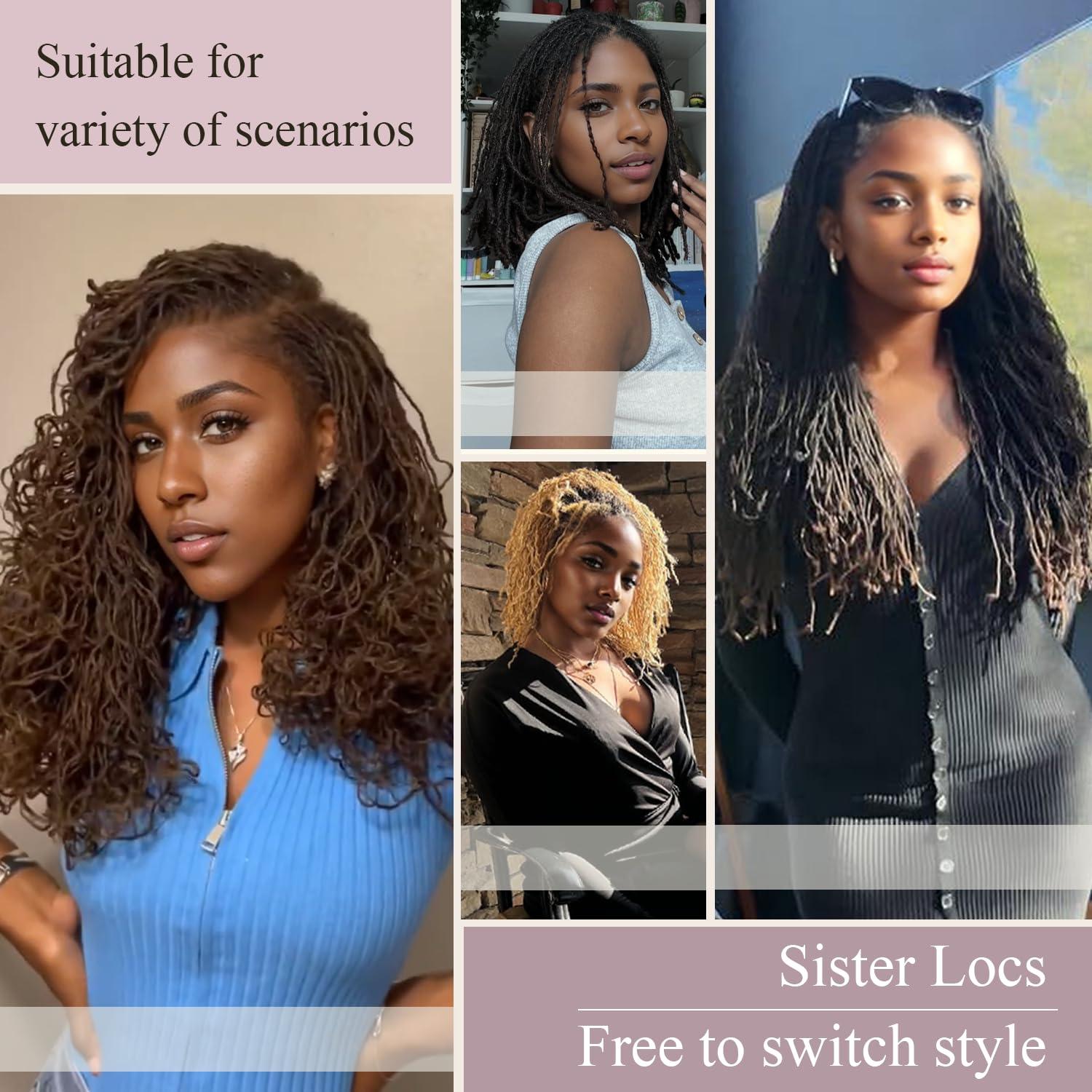 originea Originea 8-18 Inch 0.1 Thickness Curly Tips Interlocked sisters Locs 100% Real Human Hair Micro loc Extensions Permanent Dreadlock Extensions Natural Looking Locs (1B# 0.1cm, 12 Inch 70 Strands)