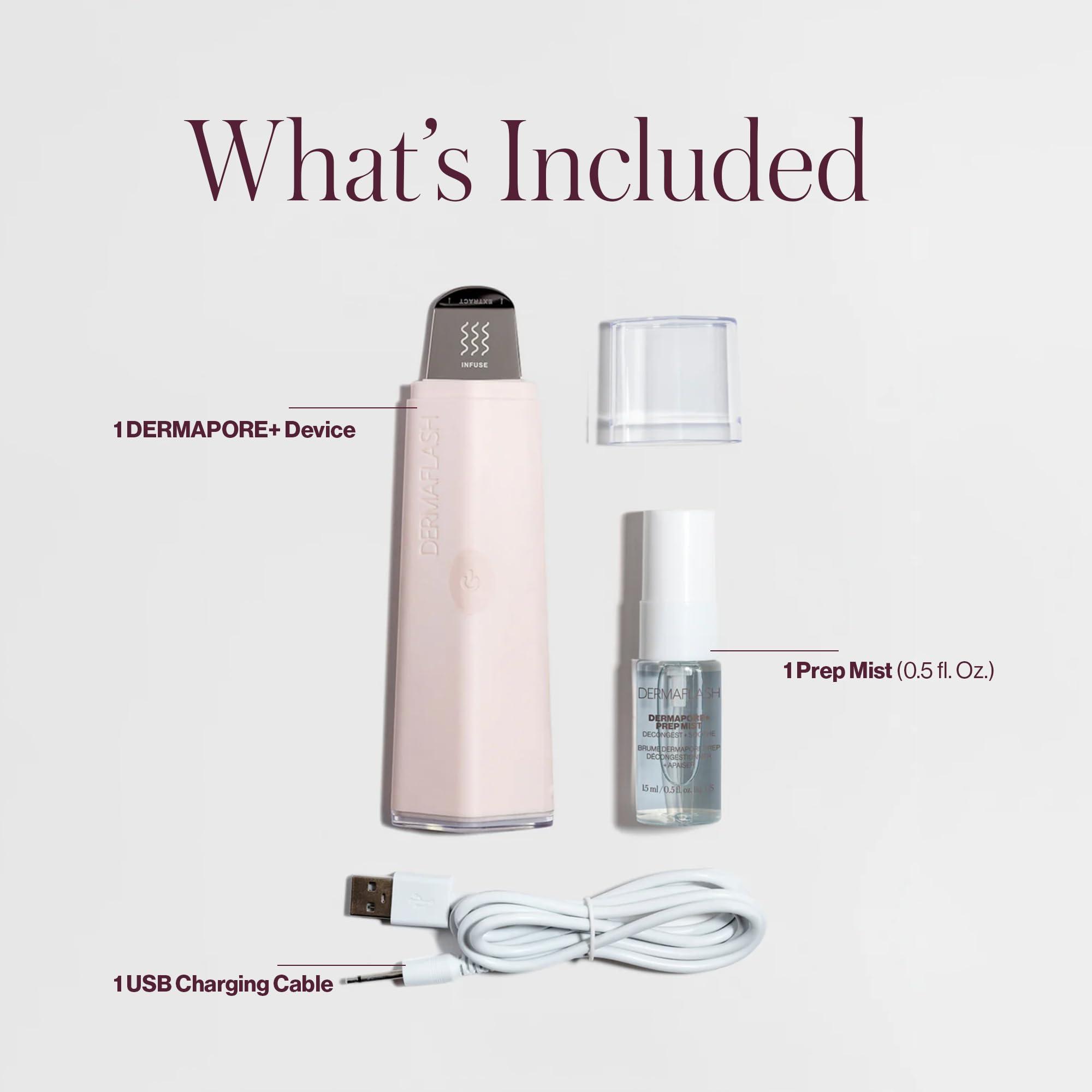 DERMAFLASH DERMAFLASH DERMAPORE+ Skin Care Device, Ultrasonic 2-in-1 Pore Extractor and Skincare Infuser, Blush
