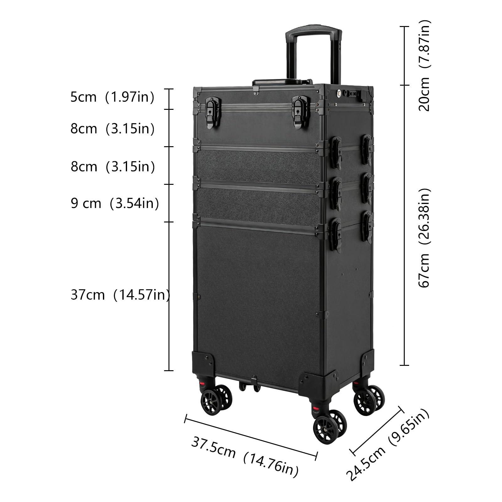 YIYIONCE YIYIONCE Professional Makeup Case Rolling Makeup Case Makeup Train Case with LED Lighted Mirror Cosmetic Trolley Case on Wheels Multi-layer Makeup Organizer for Makeup Artists| US STOCK (6IN1 5-Tiers)