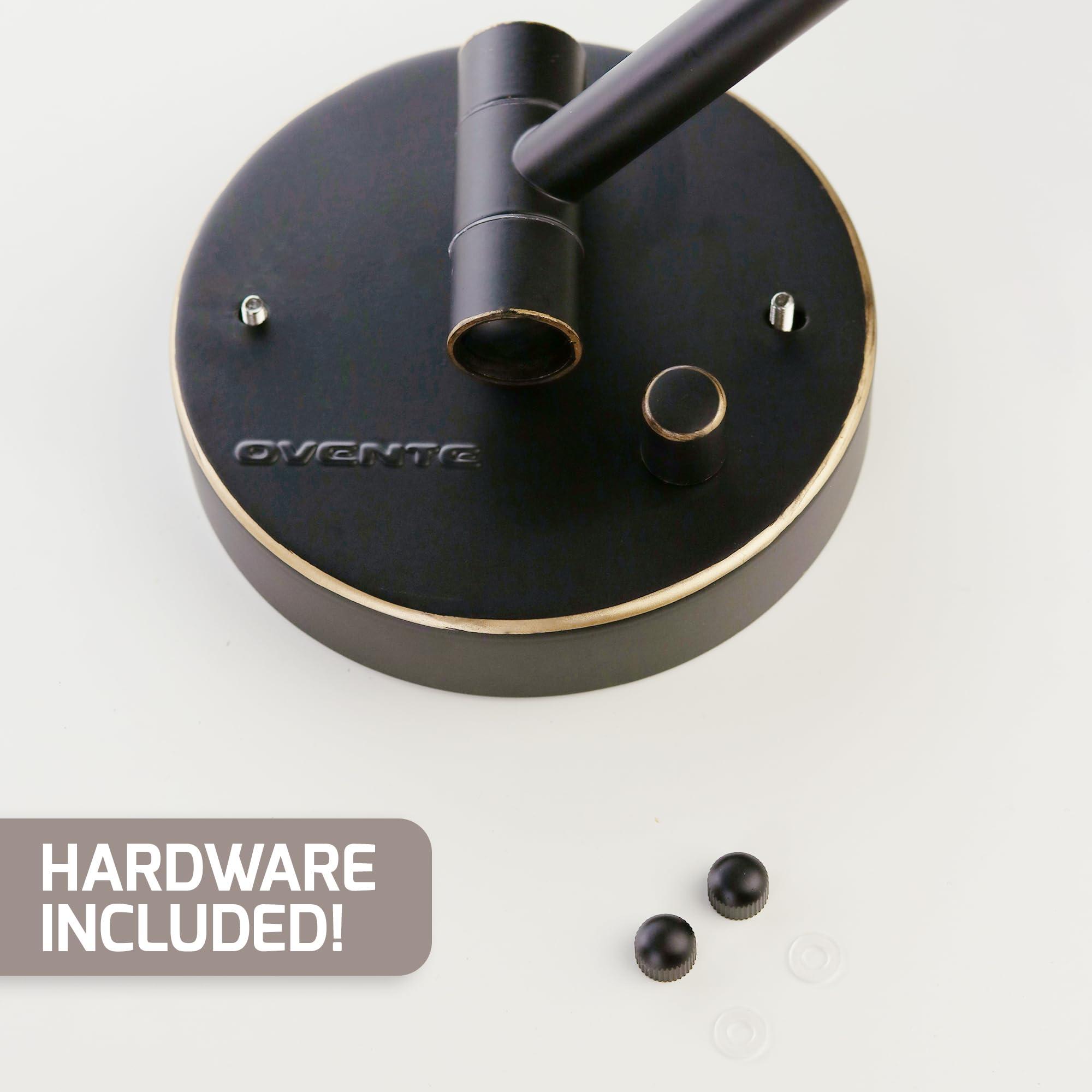 OVENTE OVENTE 9\" Lighted Wall Mount Makeup Mirror with 1X/7X Magnification, Double Sided Magnifying Vanity Mirror, LED Glow Light, 360 Swivel Design, Extendable & Folding Arm, Rubbed Bronze MPWD3185BZ1X7X