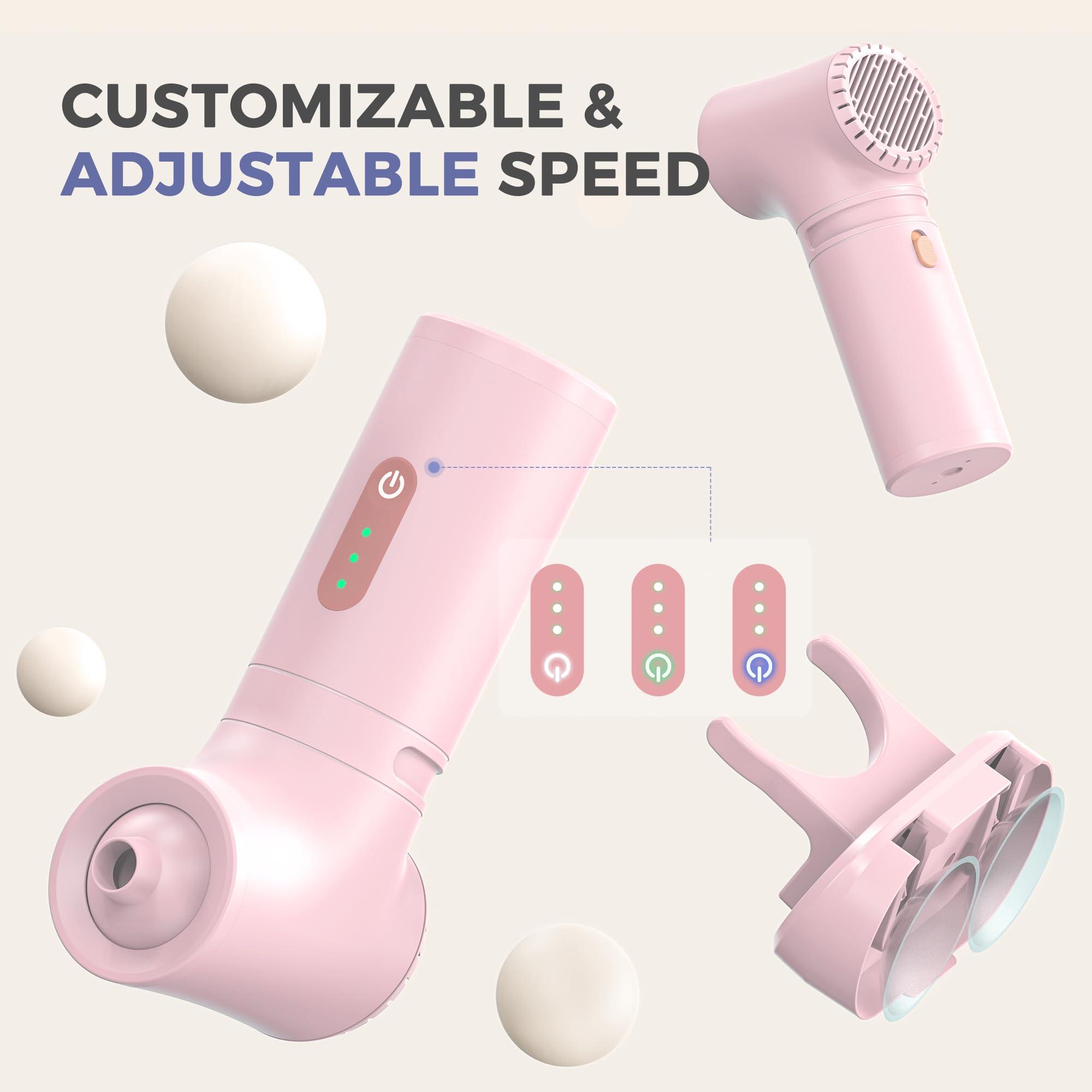 MOMFANN Bath Jet Spa, Cordless Portable Bathtub Accessories with 3-level Adjustable Speed, Bubble Maker/Bath Jet Mode, Bathtub Jets for Home Spa, Relaxing (Pink)