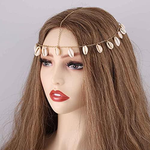 Bomine Bomine Boho Tassel Head Chain Shell Hair Chain Gypsy Headpiece bulk Festival Hair Accessories for Women and Girls (Gold)