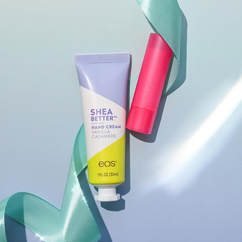 eos eos Holiday Skin Care Set- Vanilla Cashmere Travel Hand Cream & Candy Cane Swirl Lip Balm, Stocking Stuffers, 1 fl oz Hand Cream + 0.14 oz Lip Balm, 2-Pack