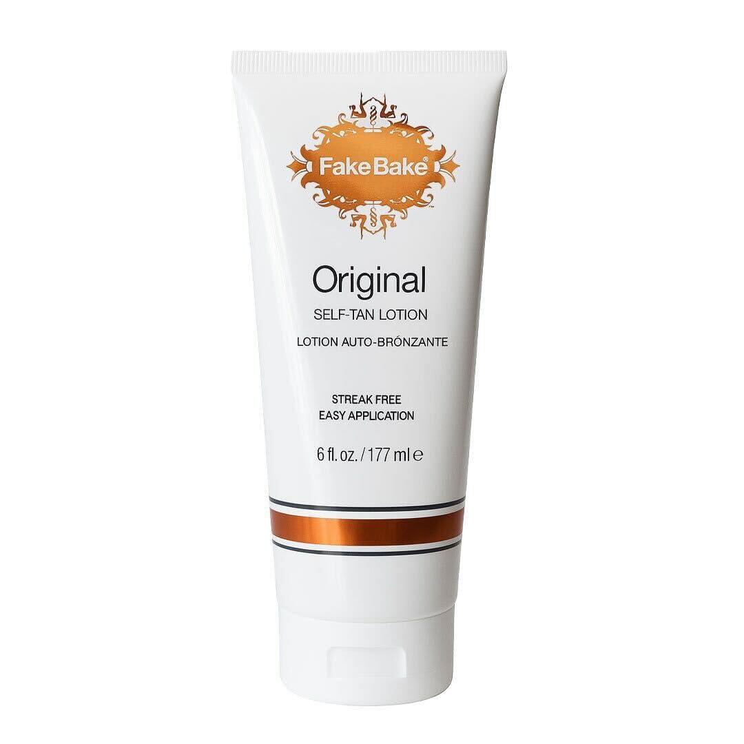 Fake Bake Fake Bake Original Self-Tanning Lotion Lasting Natural Looking Sunless Tanner For All Skin Tones Women & Men - Streak Free, Flawless Glow Includes Gloves For Easy Application - 6 oz