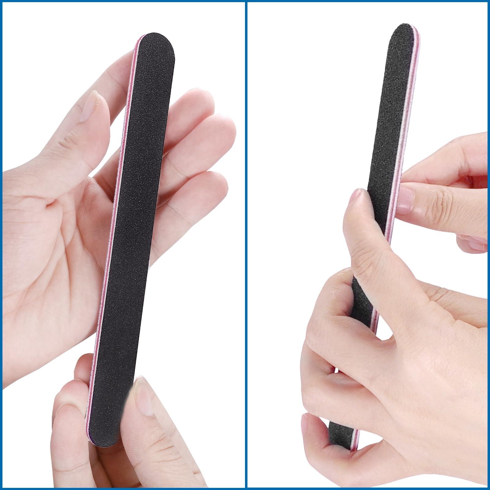 AhaTopia Nail Files Bulk (100 Pack), Professional Emery Board 100/180 Grit Nail File Double Sided Emory for Natural and Acrylic Nails Fingernail Files for Gel Nail Reusable Manicure Disposable Pedicure Black