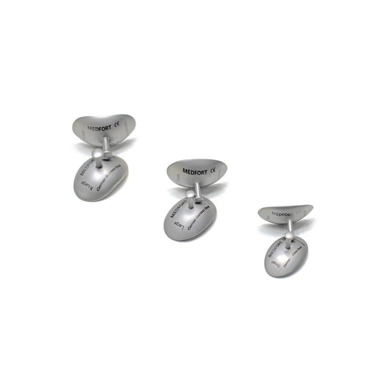 Medfort-Instruments Medfort-Instruments Corneal Eye Shield Protector Stainless Steel, Set of 3 Pairs: Small 26x17mm, Large 29x21mm, X-Large 32x21mm, Silver