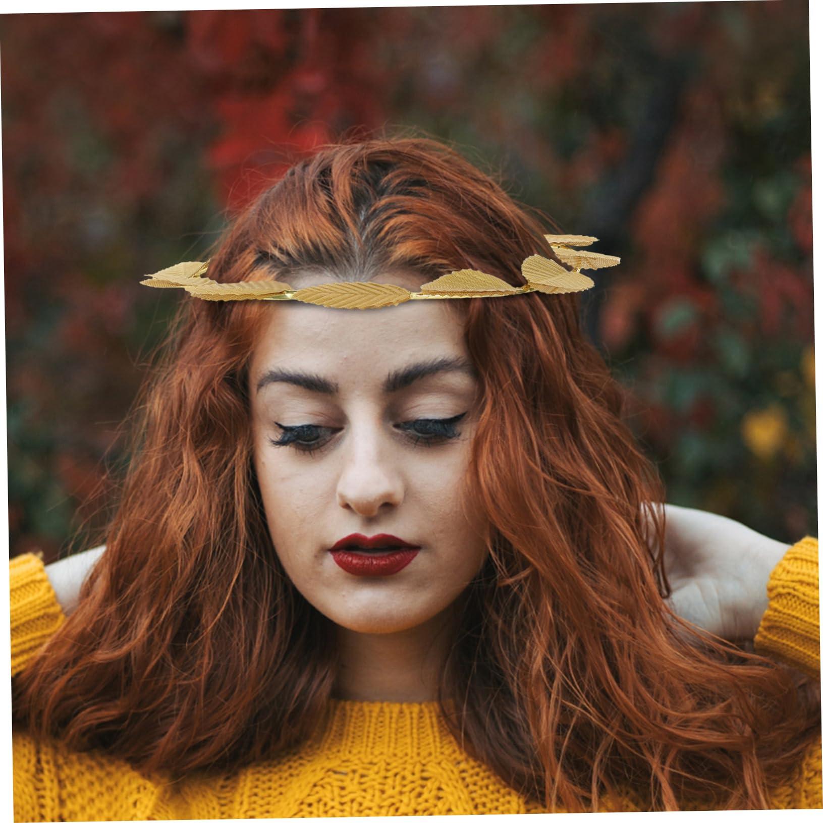 SHERCHPRY SHERCHPRY 3pcs Goddess Accessories Greek Goddess Costume Girls Leaf Ring Goddess Headpiece Leaf Head Hoop Goddess Hair Jewelry Crowns for Women Prom Headpiece Garland Tiara Gold Leaf Apparel