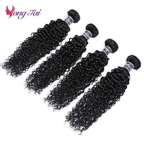 Yuyongtai Brazilian Kinky Curly Human Hair Bundles - 14 16 18 20 Inch Virgin Curly Weave Hair Bundles 100% Unprocessed Kinky Curly Hair Extensiions 1B Color for Black Women
