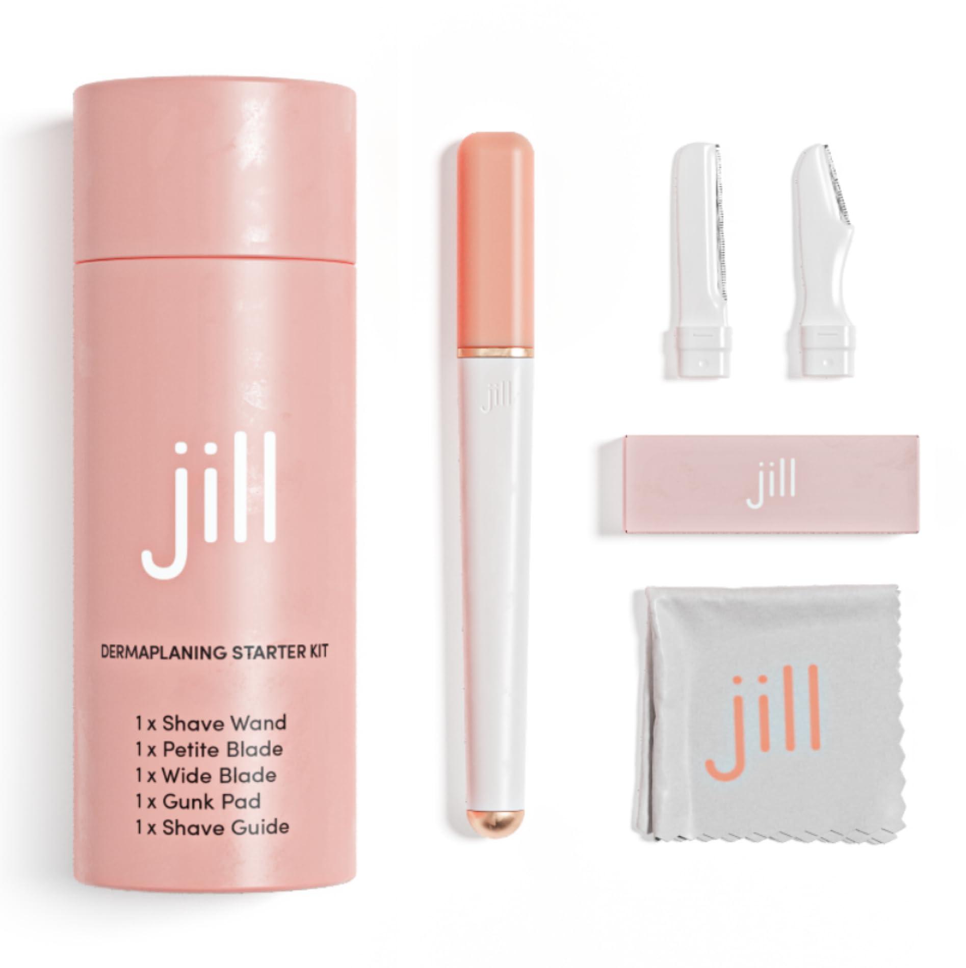 JILL Jill Dermaplane Razor Trial Kit for Women | Facial Hair Removal Dermaplaning Kit Includes 1 Shave Wand, 2 Dermaplane Razors & Cleaning Cloth | Magic Spray Not Included | Supplies for 1 Shave