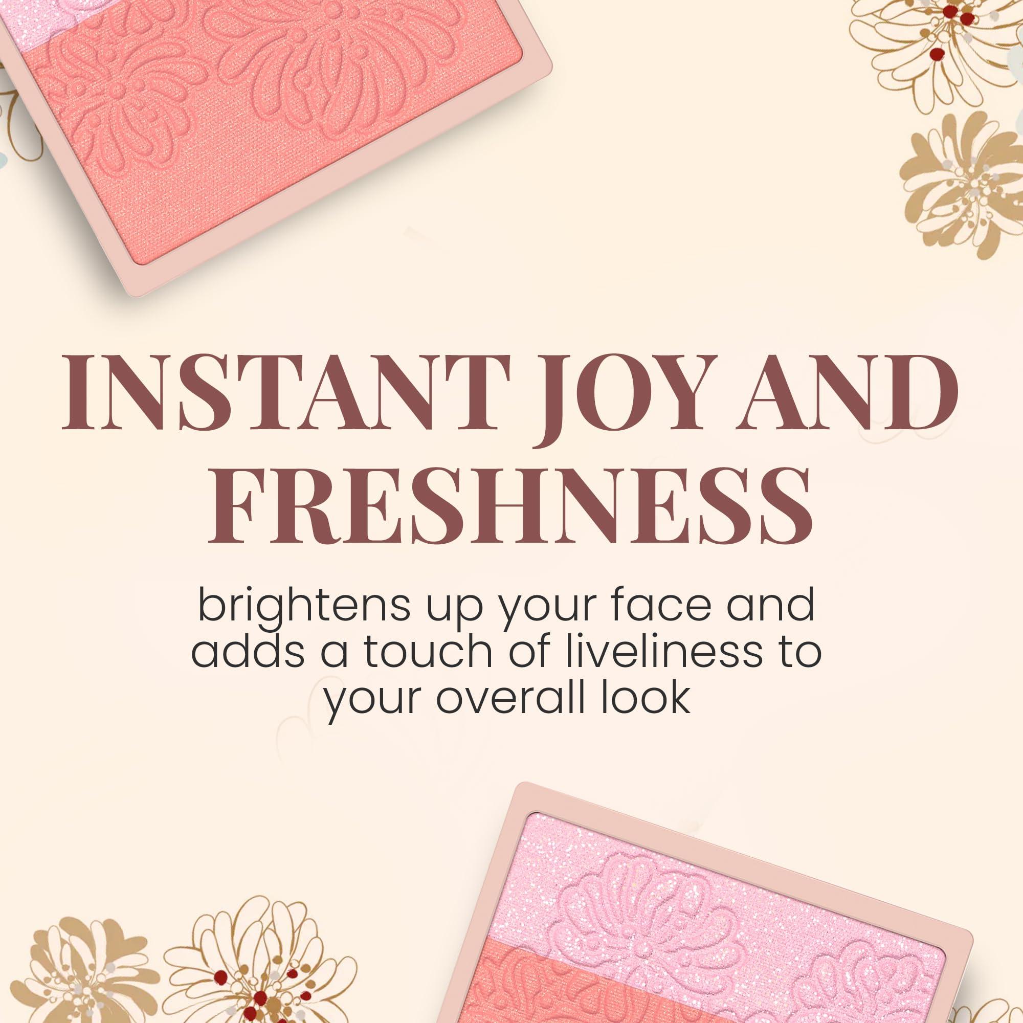 Paul & Joe Paul & Joe Pressed Blush Palette Refill Only, Case Sold Separately, Oil-Absorbing Blush Powder, Bi-Color Face Blushes with Fitting Veil Powder, Light Pink and Light Orange, 02 Confiserie, 0.17 oz