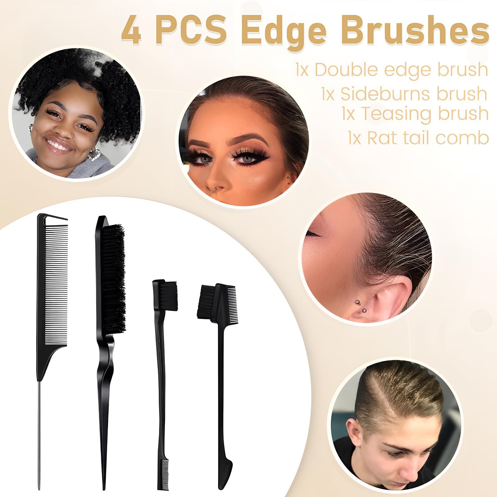 VOLLUCK VOLLUCK Light Pink Temporary Hair Dye Wax + Hair Wax Stick for Wigs + 4 PCS Edge Brushes Hair Styling Comb Set