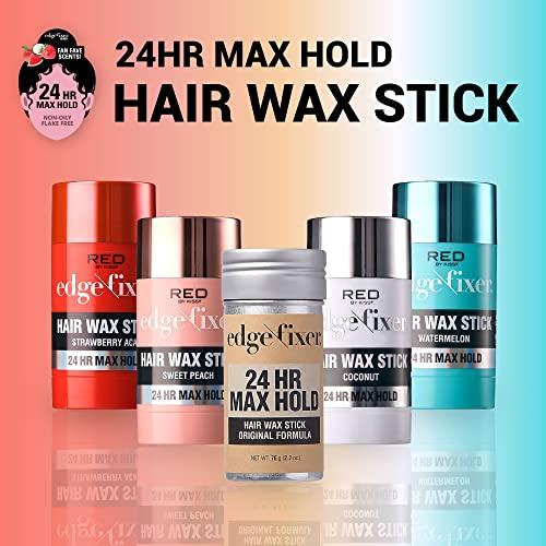 Red by Kiss Red by Kiss Hair Wax Stick 24HR Max Hold Edge Fixer Edge Control Pomade Non-Sticky, Non-Oily Flake Free Hair Styling Wax (Watermelon)