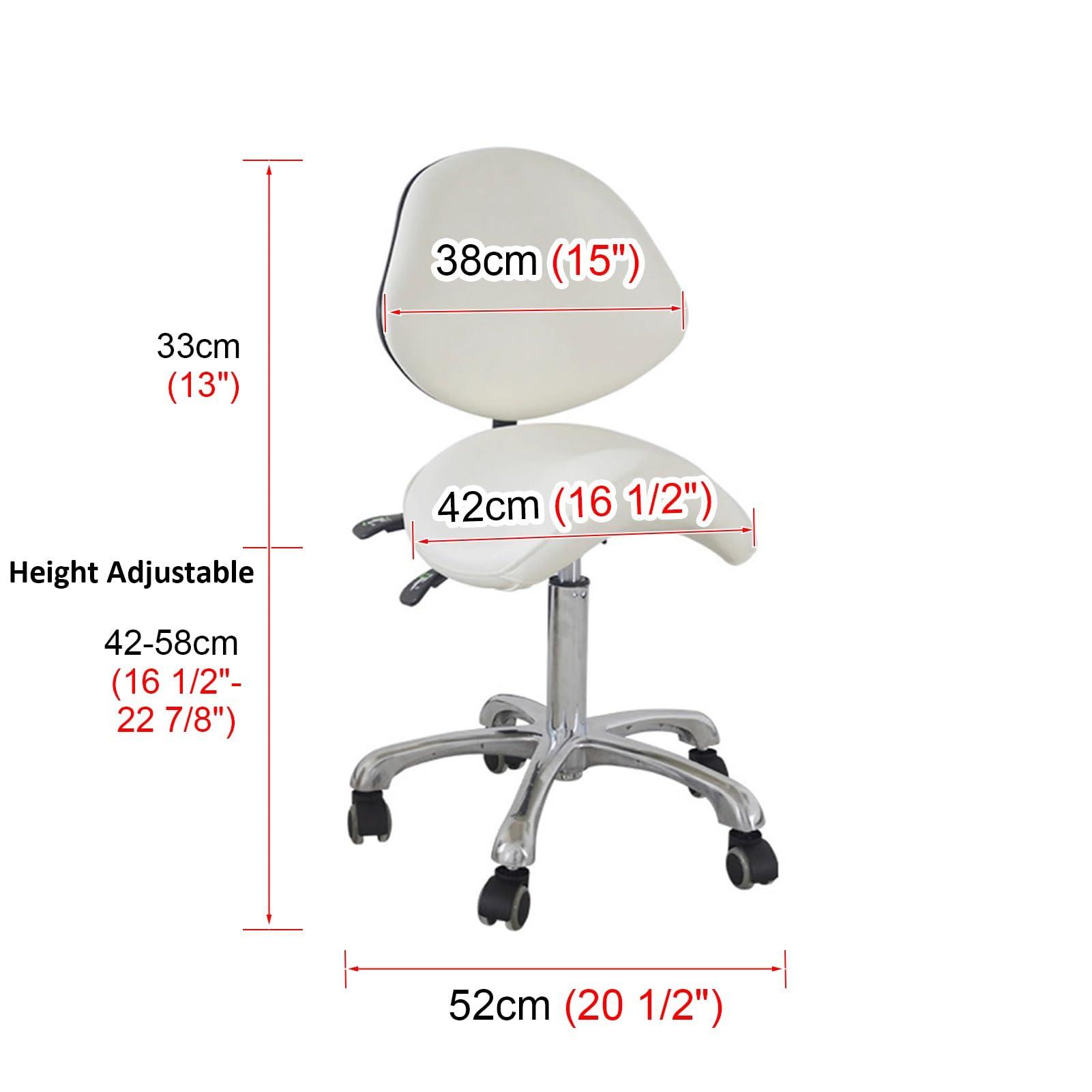 TUJOBA Saddle Ergonomic Chair with Tiltable Back Support, PU Leather Office Rolling Chair Adjustable Height, Beauty Dental Hospital Gas Lift Stool