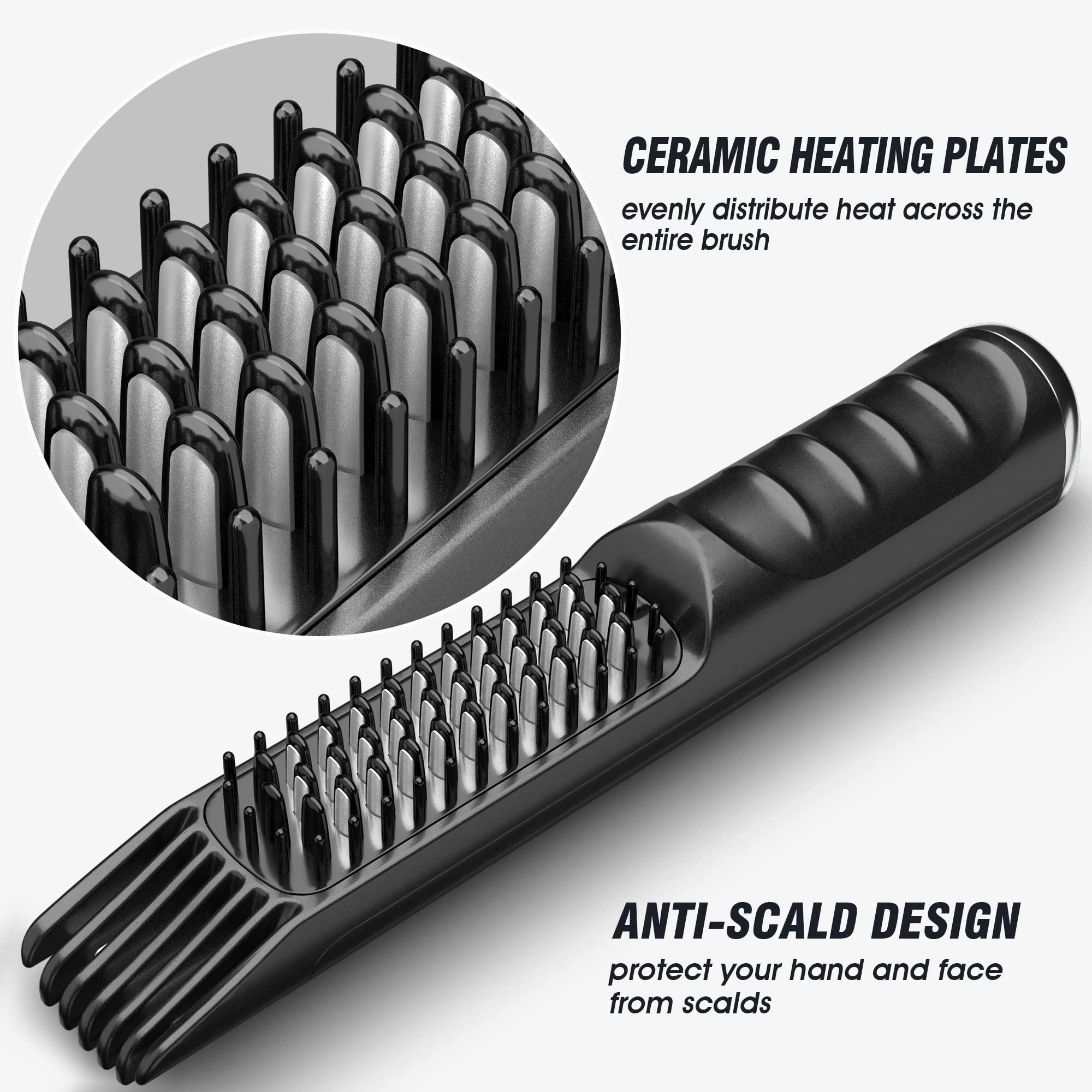 Nisperos Cordless Beard Straightener, 3-in-1 Cordless Beard Straightening Comb - Brush for Men.