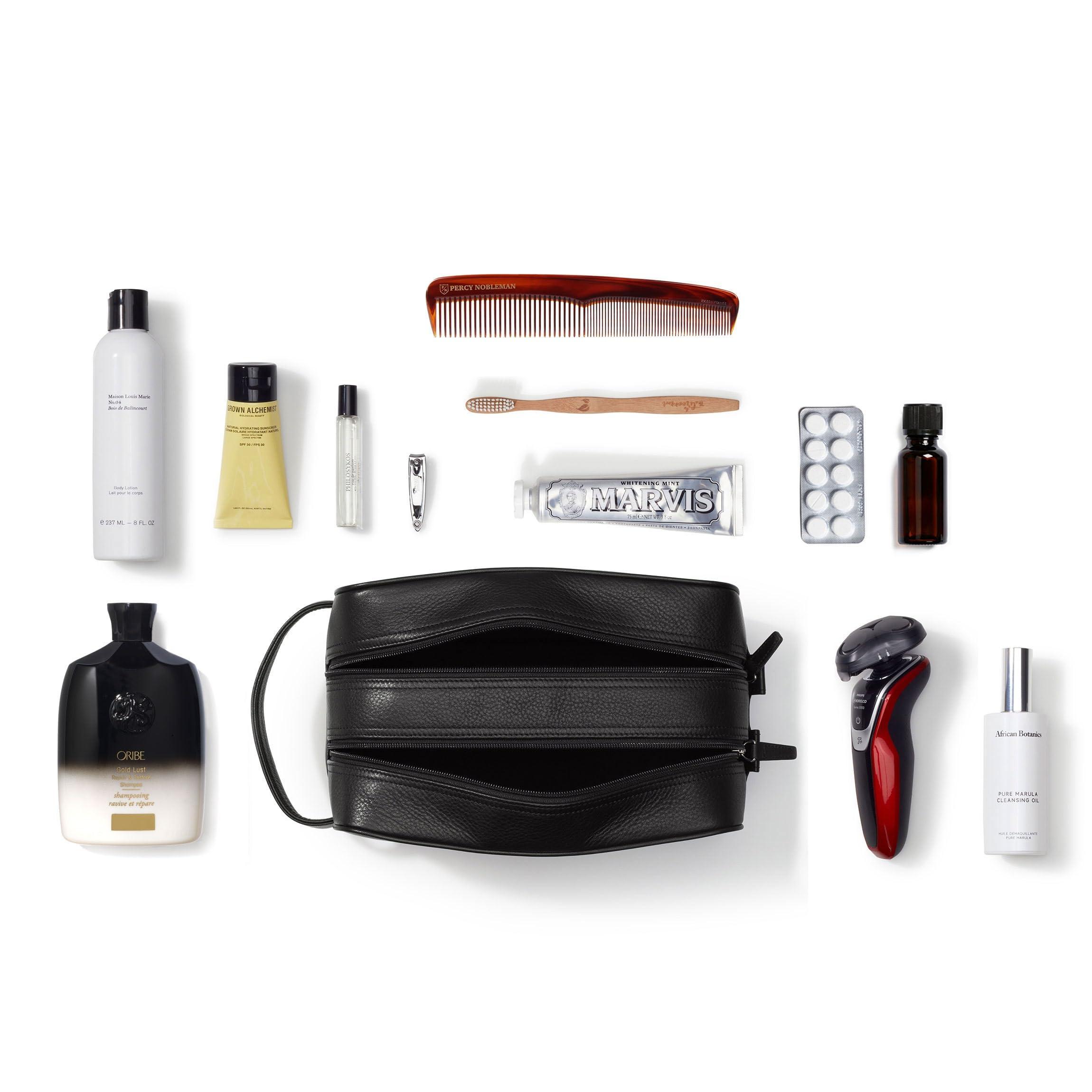 Leatherology Leatherology Navy Blue Small Double Zip Toiletry Bag - Compact design, Dual zipped compartments, Versatile organization