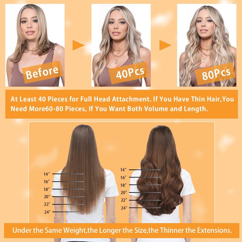 YDDM Tape in Hair Extensions Human Hair, Copper 20pcs 18 Inch Tape Ins for Women Human Hair Extensions Tape in Straight Seamless Skin Weft Remy Tape in Hair Extensions (350#, 18 Inch)