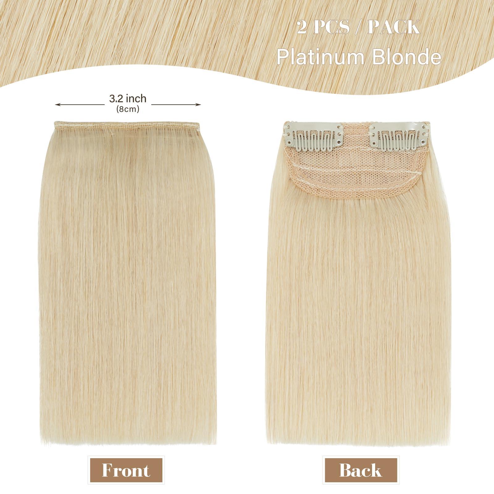 S-noilite S-noilite Short Hair Extensions Clip in Human Hair 2PCS 2 Clips Short Clip in Hairpieces Remy Hair For Women with Short Hair Adding Hair Volume 20g 6Inch-Platinum Blonde