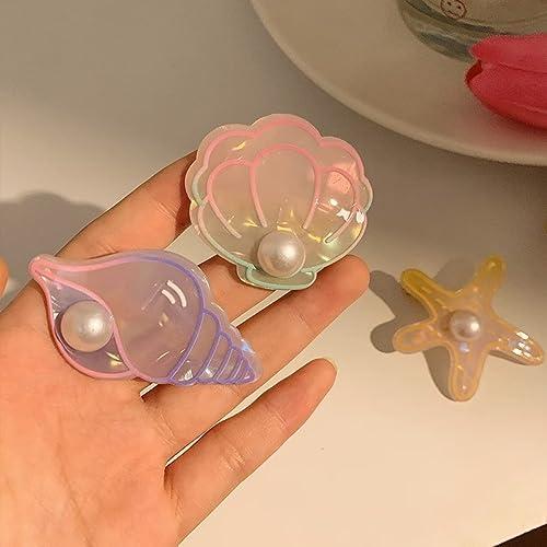 VALTEV Hair Clip Artificial Shell Pearl Starfish Hair Clip Set Resin Alligator Hair Clips Seashell Hair Clips Princess Clip Beach Mermaid Hairpin Headwear Styling Hair Accessories For Girls Women Ladies Part