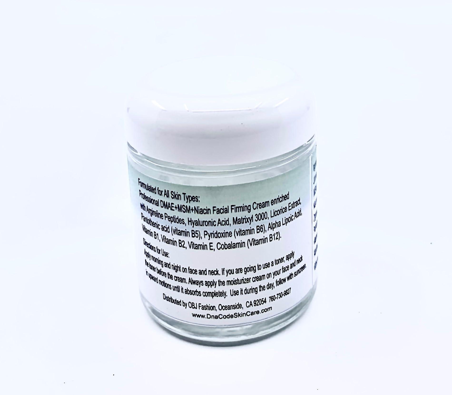 DNA Code DNA Code ANTI-AGING DMAE+MSM+NIACIN Firming Cream, 100% Pure Hyaluronic Acid, Argireline, Matrixyl 3000 (4 oz)