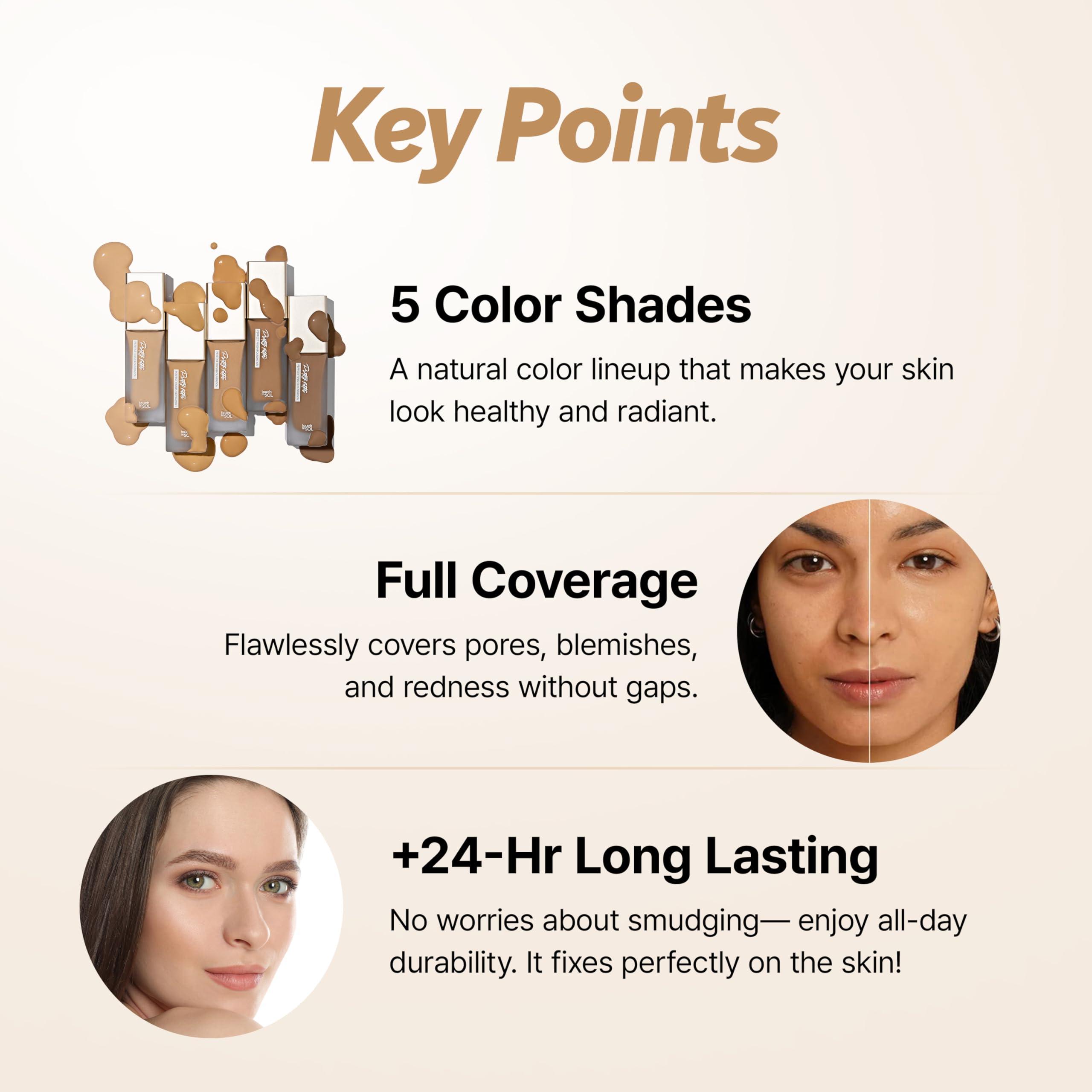 Touch in Sol TOUCH IN SOL Pretty Filter Perfect Finish Foundation for Flawless, Natural Look - Lightweight and Full-Coverage Matte Base for All Skin Types, 1.18 fl.oz. (#3 Medium Tan)