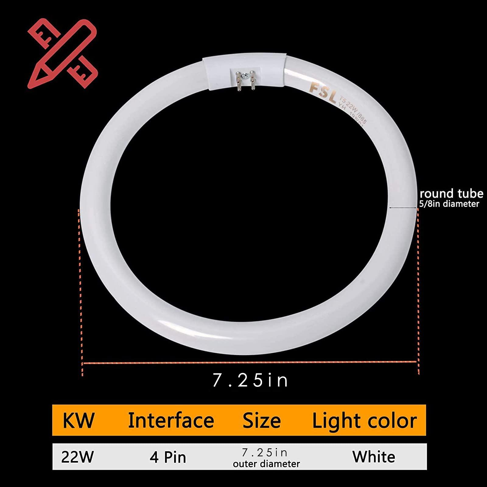 Poweka Poweka T5-22W Circular Bulb,7.25inch Round Mirror Light Bulb Replacement Compatible with Floxite/Zadro/Rialto Makeup Magnifying Vanity Mirror, Makeup Mirror Fluorescent Light Bulb