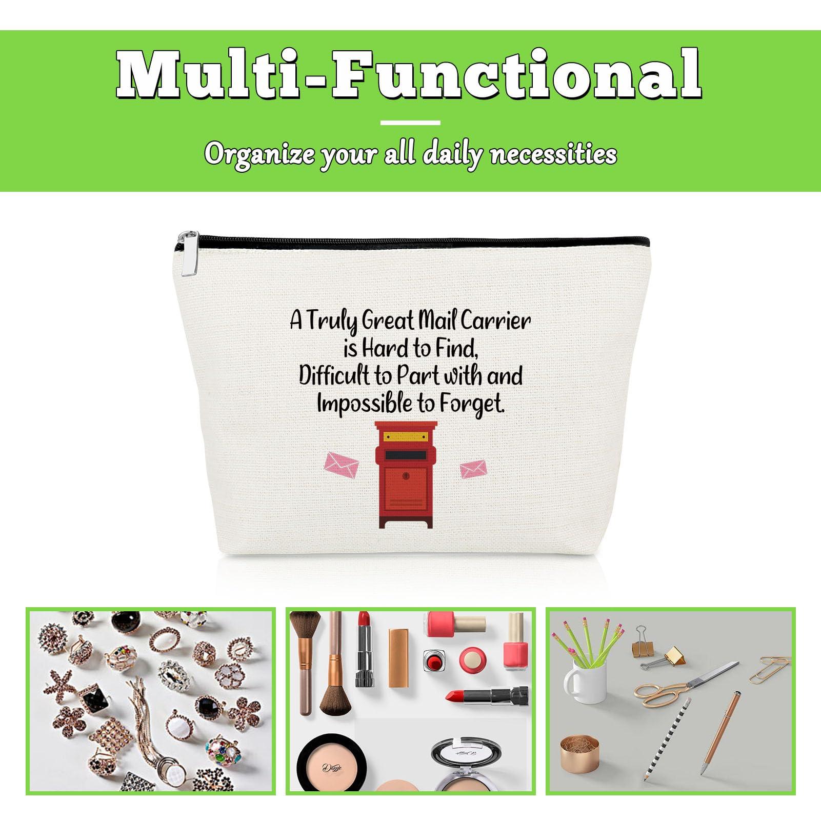 Gevody Gevody Mail Carrier Gifts for Women Mail Lady Makeup Bag Appreciation Gifts for Postal Worker Post Office Coworker Colleague Cosmetic Bag Retirement Christams Birthday Present Travel Cosmetic Pouch