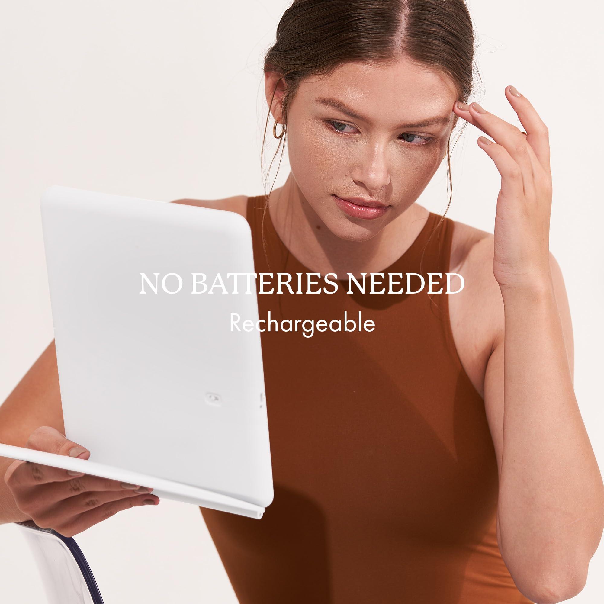 Vanity Planet Vanity Planet Handheld Makeup Mirror with Lights, Pose 2.0 (White) - Light Up Travel LED Mirror with 3X, 5X & 10X Magnification - Dimmable Lighting & Micro-USB Rechargeable Lighted Compact Mirror