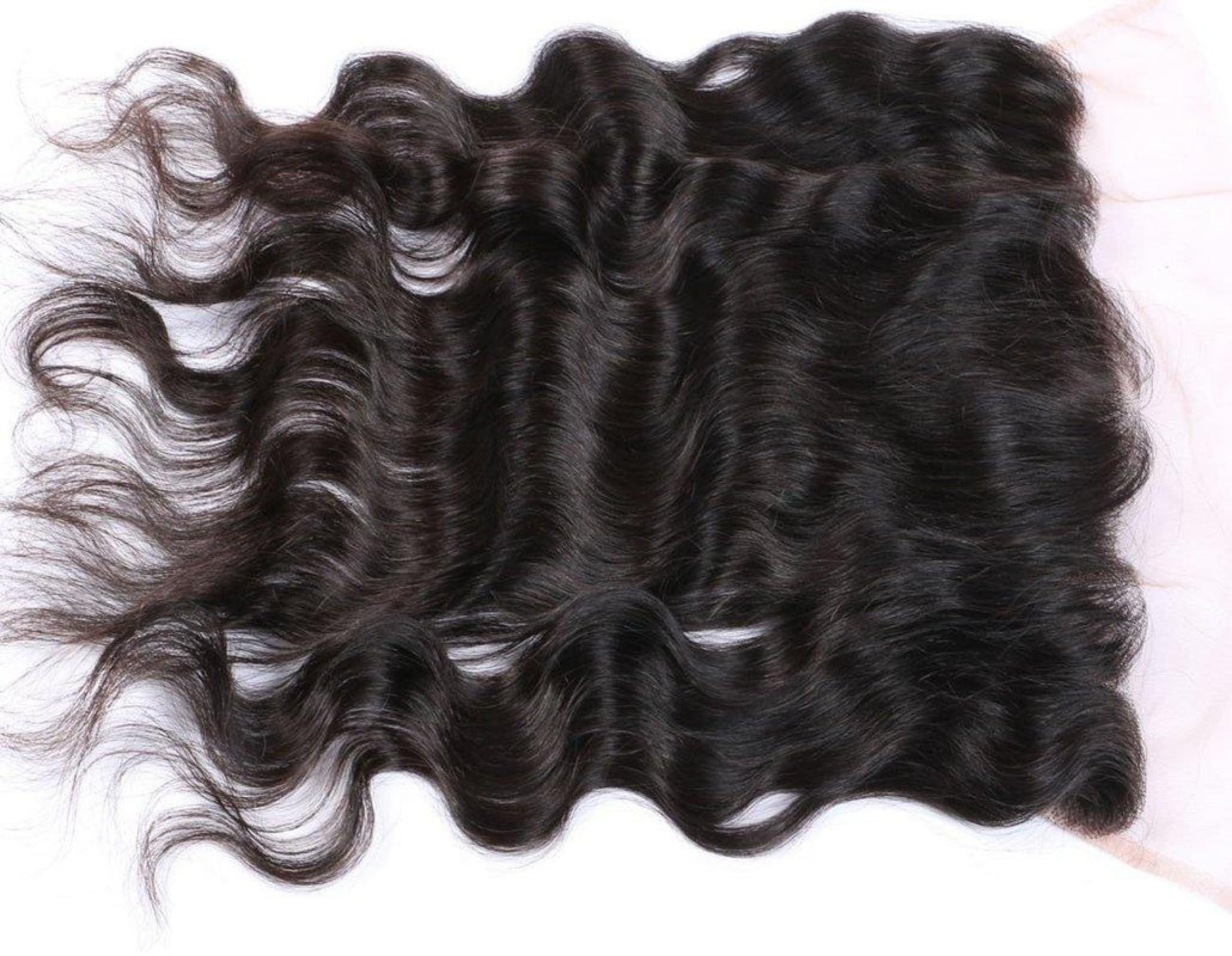 ScAua HD Lace Frontal, Free Part Ear to Ear 13x4 Full Frontal Lace Closure Body Wave with Baby Hair Unprocessed Brazilian Virgin Remy Human Hair Front Closures Top Extensions Natural Color (12 Inch)