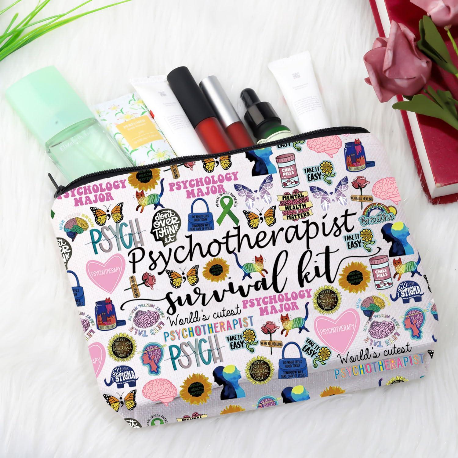 GJTIM Psychotherapist Gift Mental Health Therapist Cosmetic Bag Psychotherapist Survival Kit for Psychological Counselor Teacher (Psychotherapist Bag)