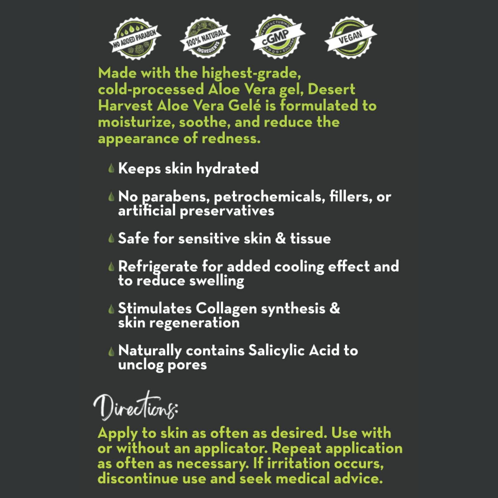 Desert Harvest Desert Harvest Aloe Vera Gel, Moisturizing Gel, pH-Balanced, Cold-Pressed Aloe-based Soothing & Hydrating Gel (16 oz)