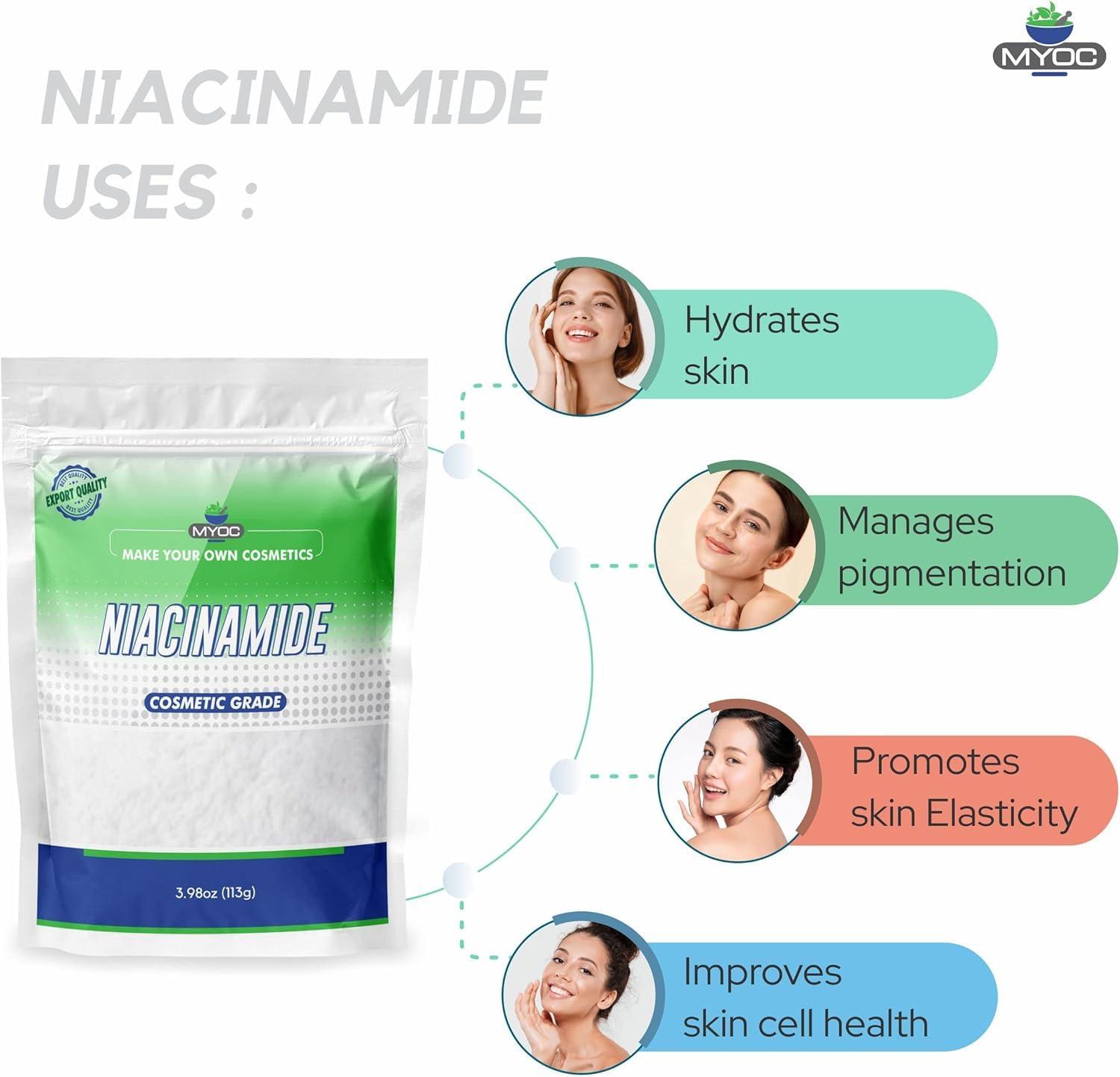 MYOC MYOC Niacinamide -3.9oz Pure Niacinamide Powder, Niacinamide Powder Cosmetic Grade, DIY Niacinamide Powder for Serum & Cream- Pack of 2
