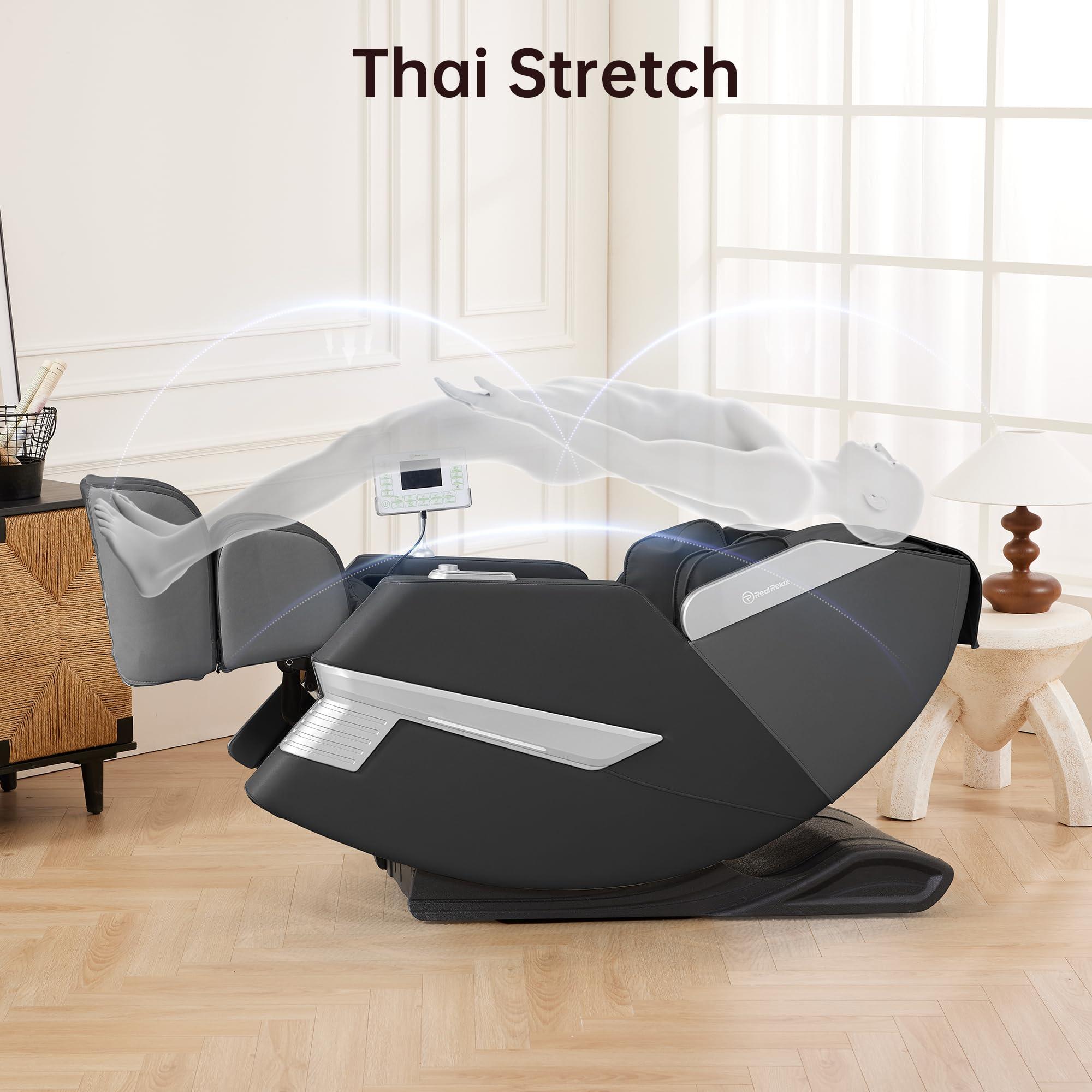Real Relax Real Relax 2025 Massage Chair Full Body, 3D SL Track Shiatsu Massage Recliner, 21 Auto and Thai Stretch Modes, APP and LCD Control, Body Scan, Fit Home and Office, PS3300 Black