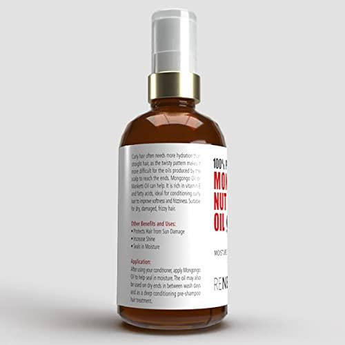 Renewalize Organic Mongongo or Manketti Nut Oil | Seals in Moisture and Protects Curly Hair from Heat | 100% Pure Cold Pressed Mongongo Oil with Spray Nozzle | Treatment for Frizz and Boosts Shine
