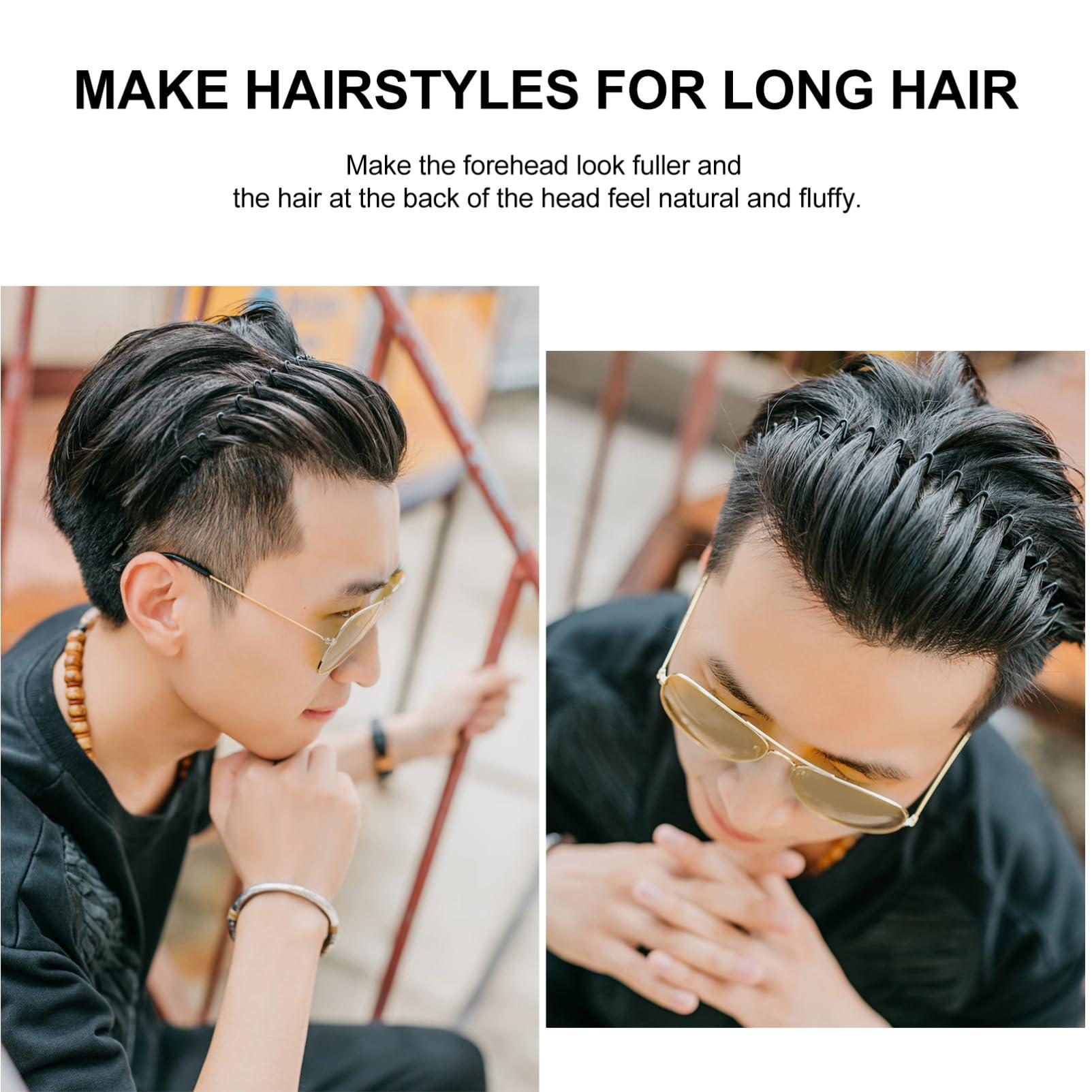 balacoo balacoo 24 Pcs Men\'s Headband Black Headband Bandana Clear Hair Bands Fashion Hair Band Hairpin Holder Ruched Head Band Hair Band with Clips Headbands Men Hair Band Toothed Headband Metal