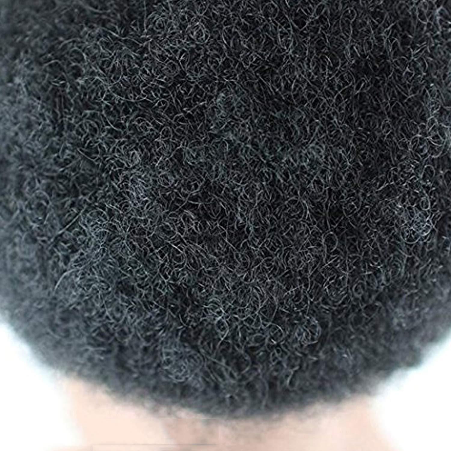 Voloria Voloria Rossy&Nancy Brazilian Virgin Human Hair Afro Curl Toupee 10x8inch for Black Men with Men Hair System Human Hair #1 Jet Black