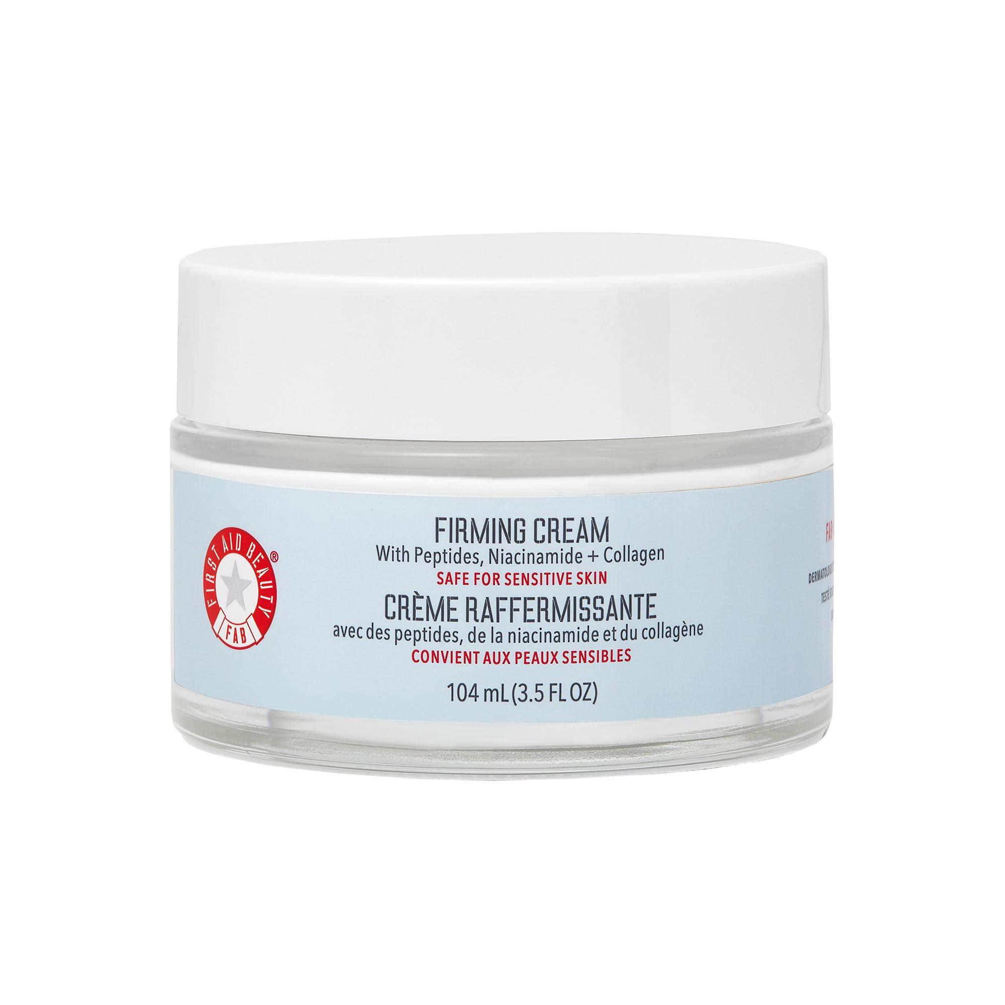 First Aid Beauty First Aid Beauty - Firming Collagen Cream with Peptides & Niacinamide, Ultra-Rich Plumping Moisturizer, Hydrates & Visibly Firms, Non-Comedogenic, Safe for Sensitive Skin, 3.5 oz