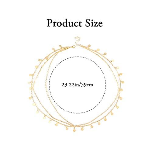 Brinie Brinie Boho Head Chain Gold Small Coins Hair Chain Wedding Head Jewelry Festival Halloween Costume Bridal Hair Chain Headpiece Hair Accessories for Women and Girls